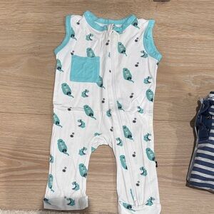 Kyte BABY White and Teal One Piece